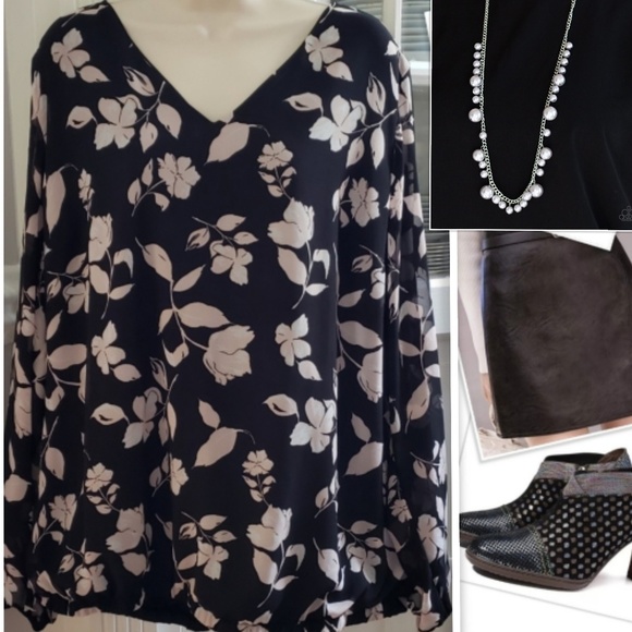torrid Tops - Torrid Sheer Lined Blouse + Necklace and Earrings